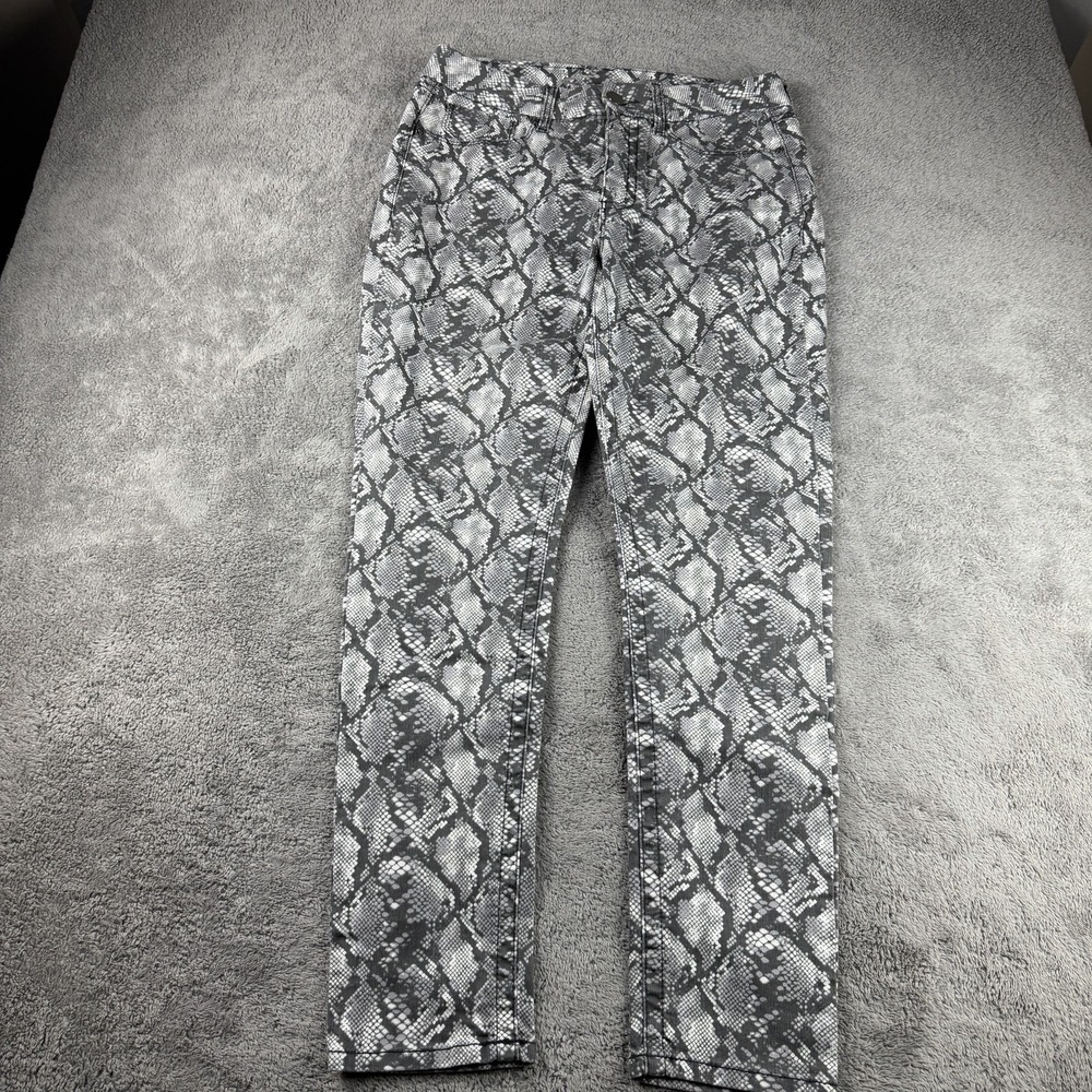 Seven7 Tummy Less Slim Pants Womens 10 Gray Snake Pattern High Rise Skinny